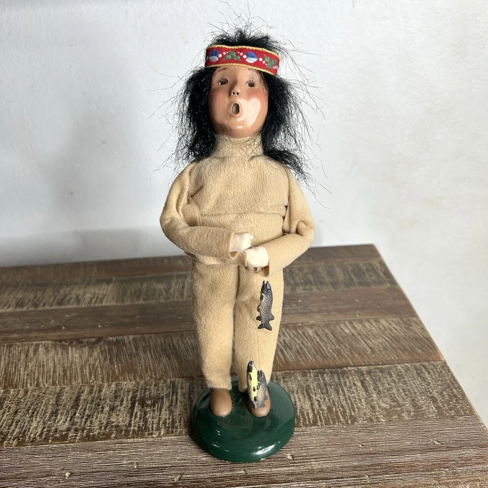 Byers Choice Carolers Native American Boy Figurine Fisherman Thanksgiving 1999